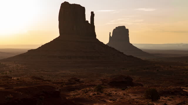 Monument Valley West and East Mitten Butte Desert Sunrise Time Lapse Arizona Southwest USA