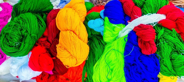 Multi color sewing thread green lemon red yellow color cotton yearn