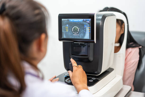istock Woman getting her eye exam and check by a female Ophthalmologists 1696872477