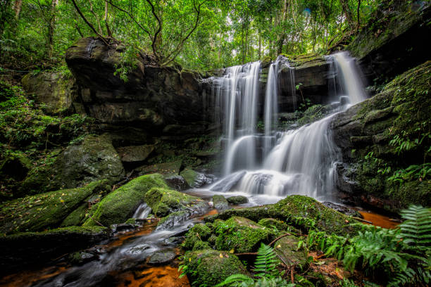 istock Waterfalls in rainfores, beautiful natural wonder combining mountains. 1696898603