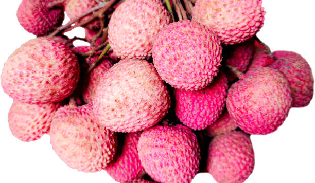 lychee fruit on white background close up photography