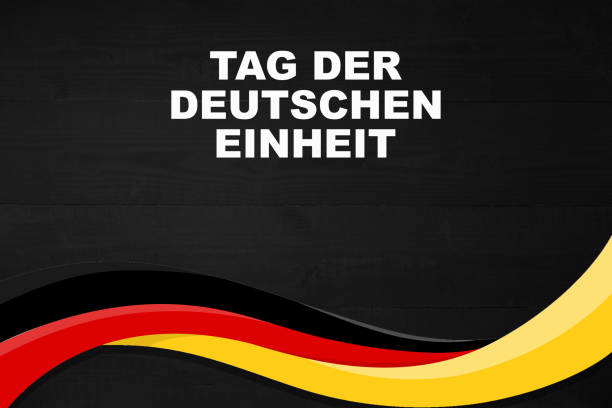 Poster of Germany National Day or Germany Independence Day Commemoration with retro neon style. Germany flag. October 3rd. Vector banner illustration. stock photo
