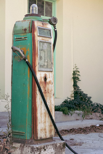 Vintage old rusty gas pump