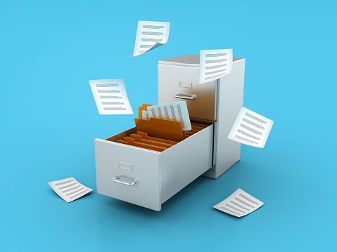 Archives with Folders - Color Background - 3D Rendering