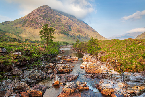 The River Etive flowing through Glen Etive in the Scottish Highlands