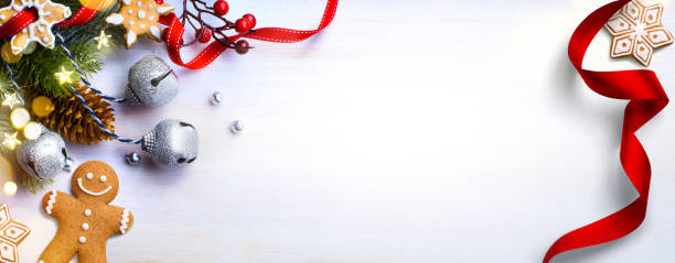 istock Art Christmas greeting card design; Christmas flat lay background 1697088939