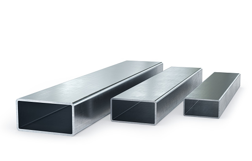 Rectangular Metal Profile Pipes Isolated On White Background In ...