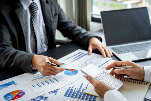 istock Professional executive Business colleague team working and analyzing with new project of accounting finance, Idea presentation and meeting strategy plan of financial business investment 1697137601