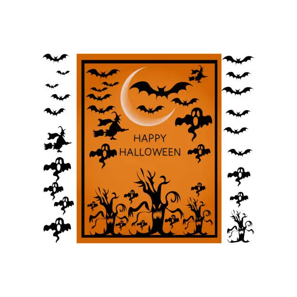 Vector illustration of set of happy Halloween Scary vector