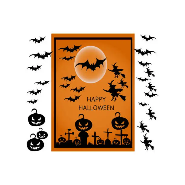 Vector illustration of set of happy Halloween Scary vector