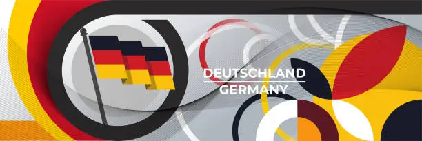 Vector illustration of Germany national day banner design. Deutschland German flag theme graphic waves art web background. Abstract pattern, black red yellow. Germany flag corporate geometric spiral vector illustration