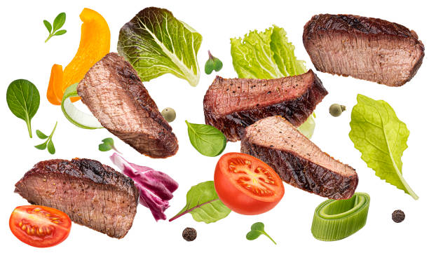 istock Steak salad ingredients isolated on white background 1697147934