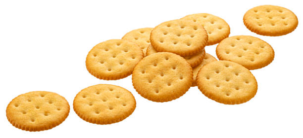 istock Round cracker isolated on white background, full depth of field 1697149062