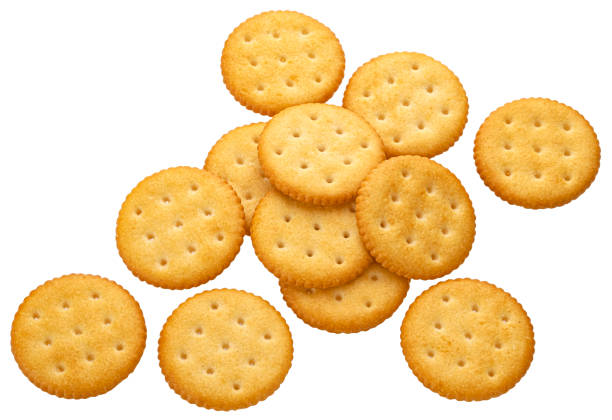 istock Round cracker isolated on white background, full depth of field 1697149076