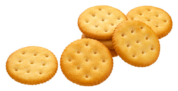 istock Round cracker isolated on white background , full depth of field 1697149094