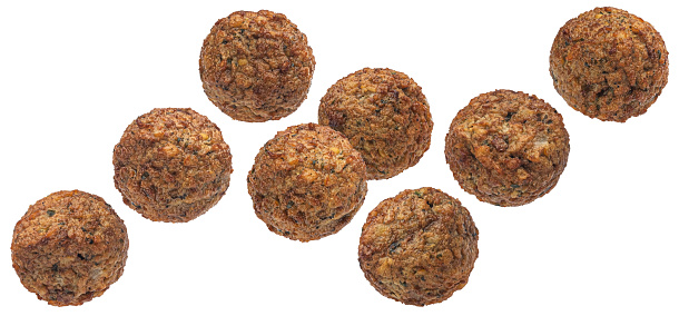 Falafel balls isolated on white background with clipping path, full depth of field