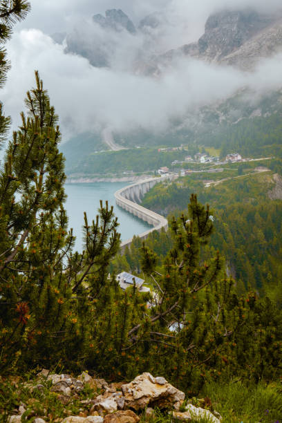 istock landscape with Fedaia lake and forest 1697149916