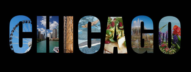 istock Chicago text banner collage images on black background 1697150134