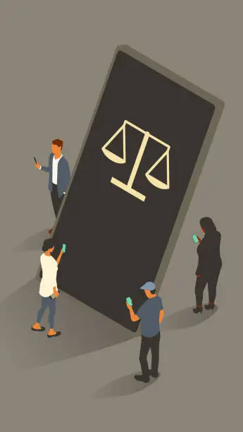 Vector illustration of Justice on phone