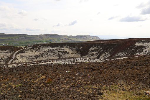 Hredavatn, Iceland: - Iceland-Grábrók is a 170 meter high cinder crater rising northeast of Hredavatn