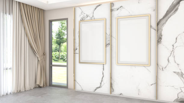 istock apartment interior design Living room, empty space Minimalist modern style empty space White walls, marble, tile floors, natural light. 3D rendering 1697167632
