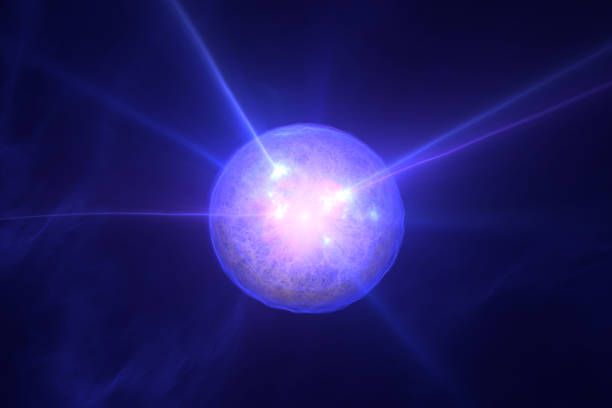 Radioactive decay. Unstable atomic nucleus loses energy by radiation, 3D illustration