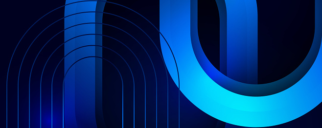 Modern futuristic dark blue glowing round line abstract background design