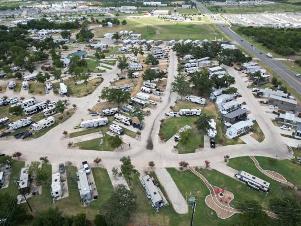istock Village of tiny houses. Tiny home community with shared amenities. 1697246490