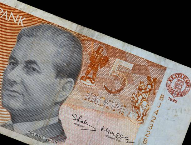 istock Old fashioned, pre- Euro 5 Krooni Estonian bank note featuring Paul Keres, chess grand master. 1697273822