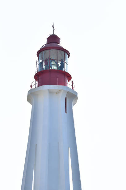 pointe-au-père lighthouse national historic site, 리무스키, 퀘벡, 캐나다 - lighthouse local landmark blue canada 뉴스 사진 이미지