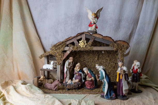 istock Nativity Scene, Jesus baby in manger, deco 1697286570