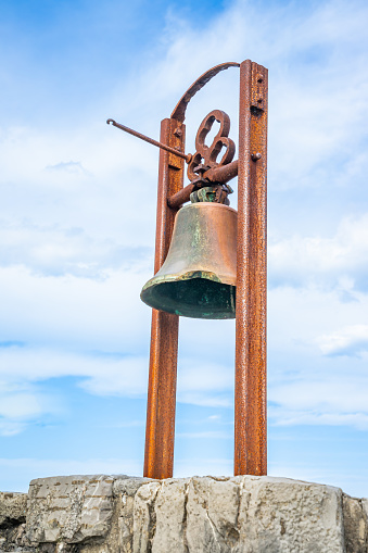 Old bell on the dike of Socoa in Ciboure, France