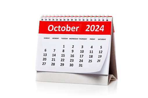 October 2024 Calendar on white background