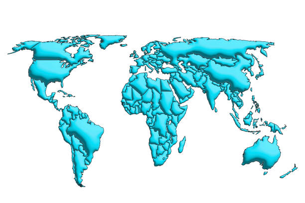 istock World map, relief turquoise map of the world on a white background. Illustration with 3D effect 1697302875