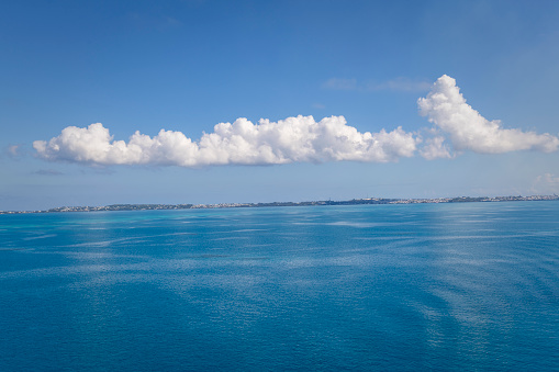 View of the north shore of Bermuda from a departing cruise ship on Septmeber 19, 2023.