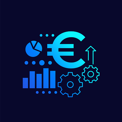 financial icon with euro, vector illustration