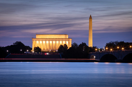 The National Mall in Washington DC by twilight