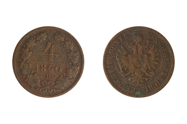 istock Austria 1860 B 4 Kreuzer. Austrian coin. Obverse and Reverse 1697368903