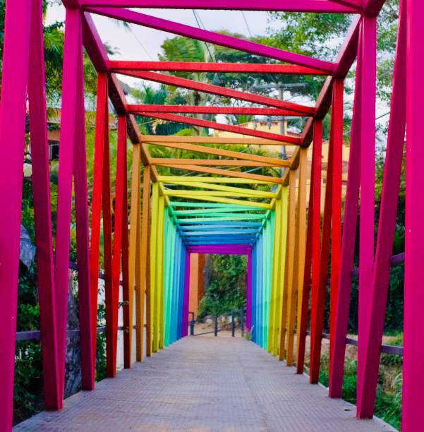 istock Colourful footbridge in San Pancho, Mexico. 1697408742