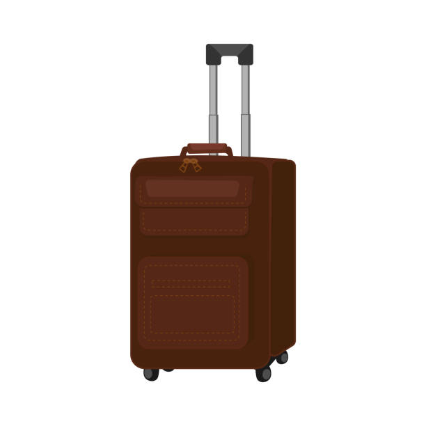 ilustraciones, imágenes clip art, dibujos animados e iconos de stock de maleta marrón de cuero sobre fondo blanco travel business travel - briefcase luggage brown black