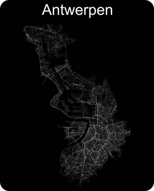 istock White road map of the city of Antwerp on black background 1697560565
