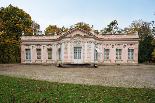 Munich, Germany - Nov 03, 2019: Amalienburg at Nymphenburg Palace Park - Munich, Bavaria, Germany