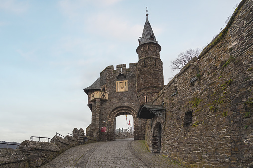 Cochem, Germany - Jan 20, 2020: Cochem Castle Gate - Cochem, Germany