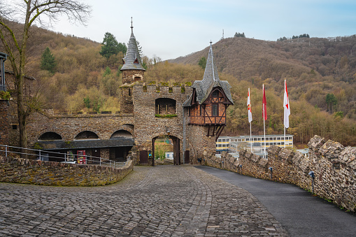 Cochem, Germany - Jan 20, 2020: Cochem Castle Gate - Cochem, Germany