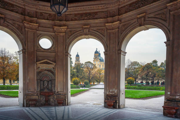 diana temple interior at hofgarten - munich, bavaria, germany - diana pavilion imagens e fotografias de stock