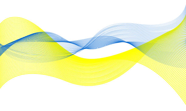istock Futuristic digital Blue, yellow wavy line vector background. Colors of Ukrainian flag banner in abstract style. 1697587067
