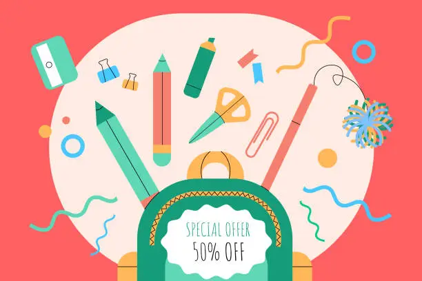 Vector illustration of Colorful school accessories