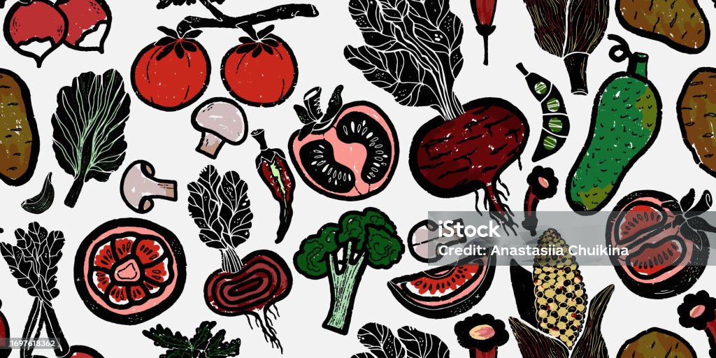 Vegetables For Design Print Wallpaper Paper Textiles Vector Overlapping