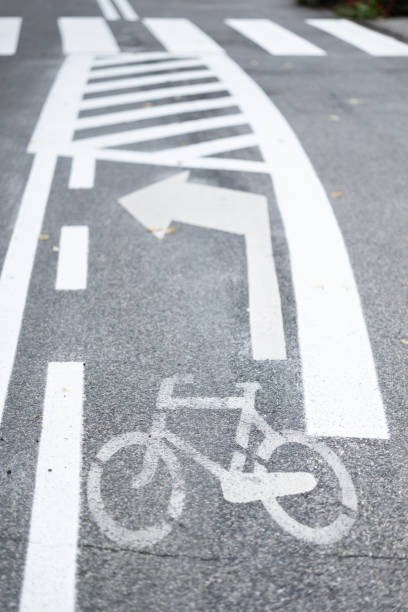 istock Bicycle path sign on the street 1697674479