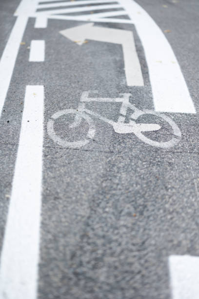 istock Bicycle path sign on the street 1697674773